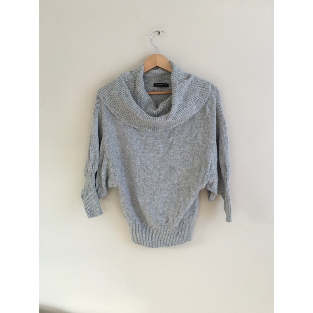 Express cashmere gray tunic collar sweater top S